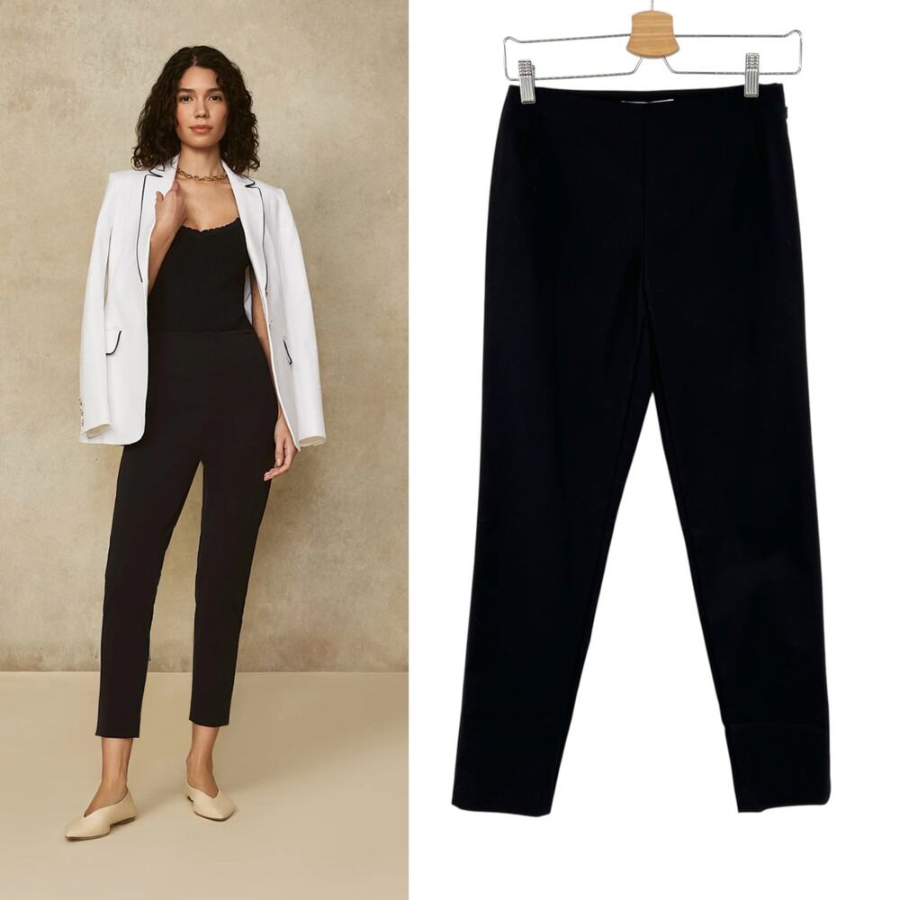 Pearl by Lela Rose Susie Pants Ankle Stretch Tech Cotton Black Size 0